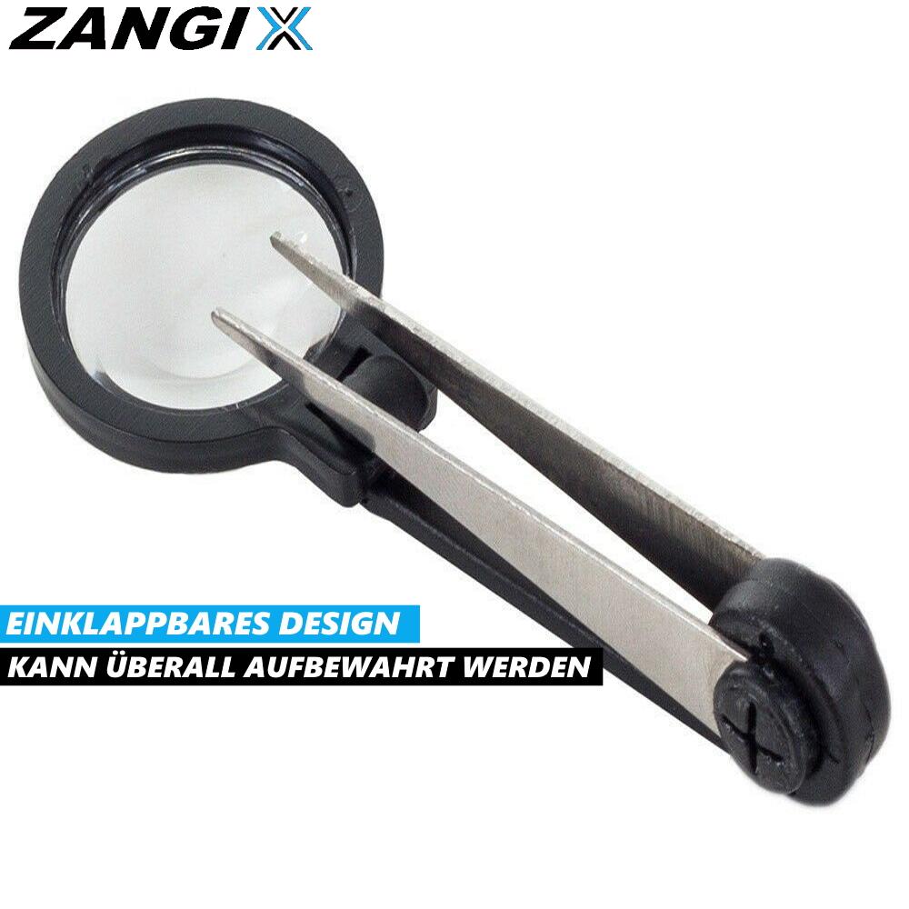 ZANGIX Magnifying Tweezers, Pointed Tweezers, Work Magnifying Glass, Tweezers, Swivel Magnifying Glass Pliers