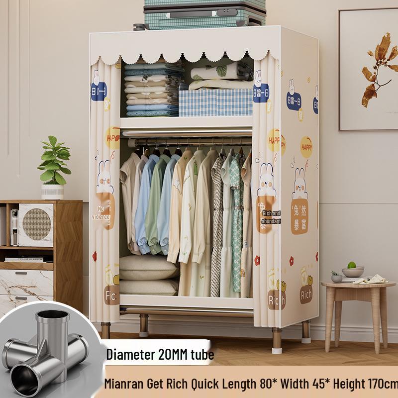 Sturdy Reinforced Steel Frame Fabric Wardrobe for Home & Bedroom Use