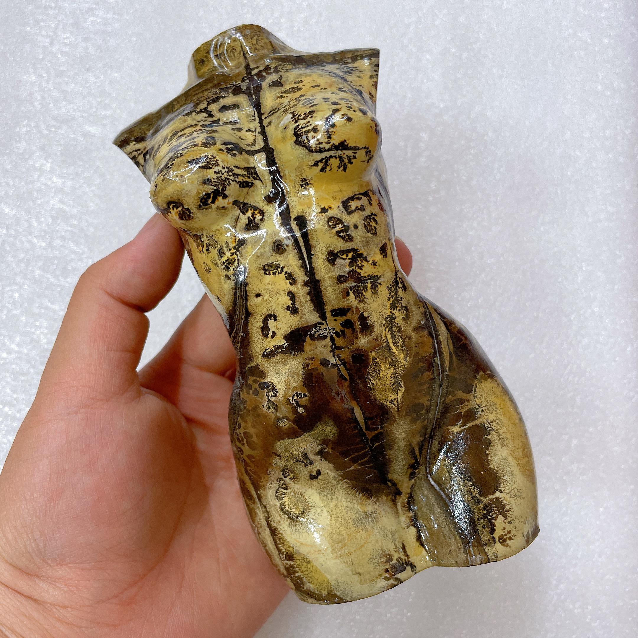 Natural High Quality Picture Jasper and Green Jade Lady Body Crystal Ornament for Home Decoration One Size