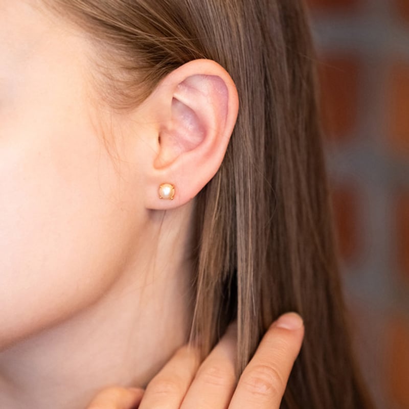 BE/GINS Silver925 BB PEARL LIGHT GOLD EARRINGS