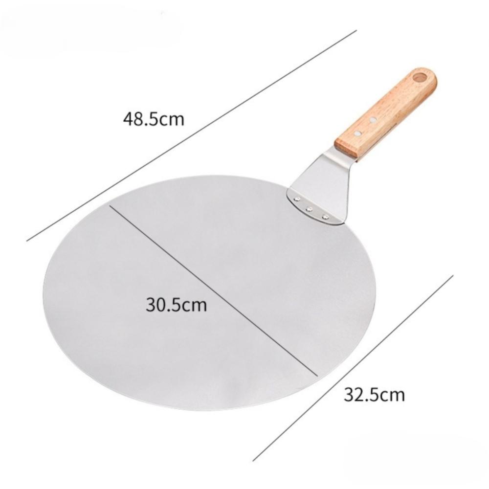 New 10/12 Inch Pizza Shovel with Wooden Handle Non Slip Pastry Tools Stainless Steel Pizza Peel Paddle Pizza Turning