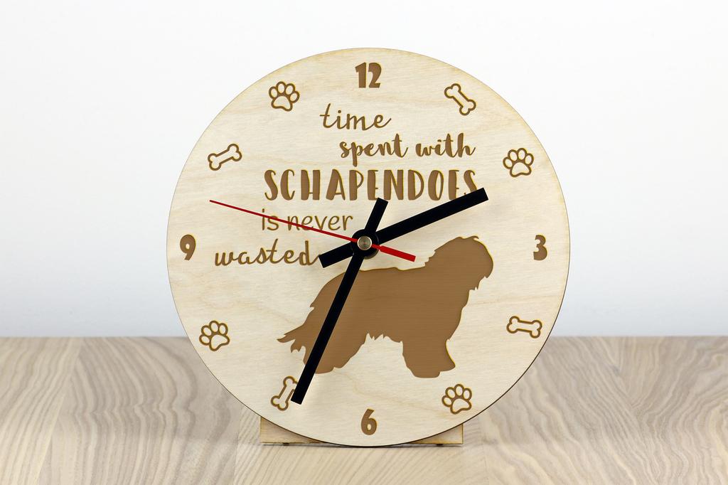 Schapendoes, Dutch Sheepdog, Nederlandse Schapendoes – Clock with dog, wooden clock with engraving | Art-Dog