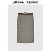 UR Women's Autumn Plaid Mid-Skirt with Belt