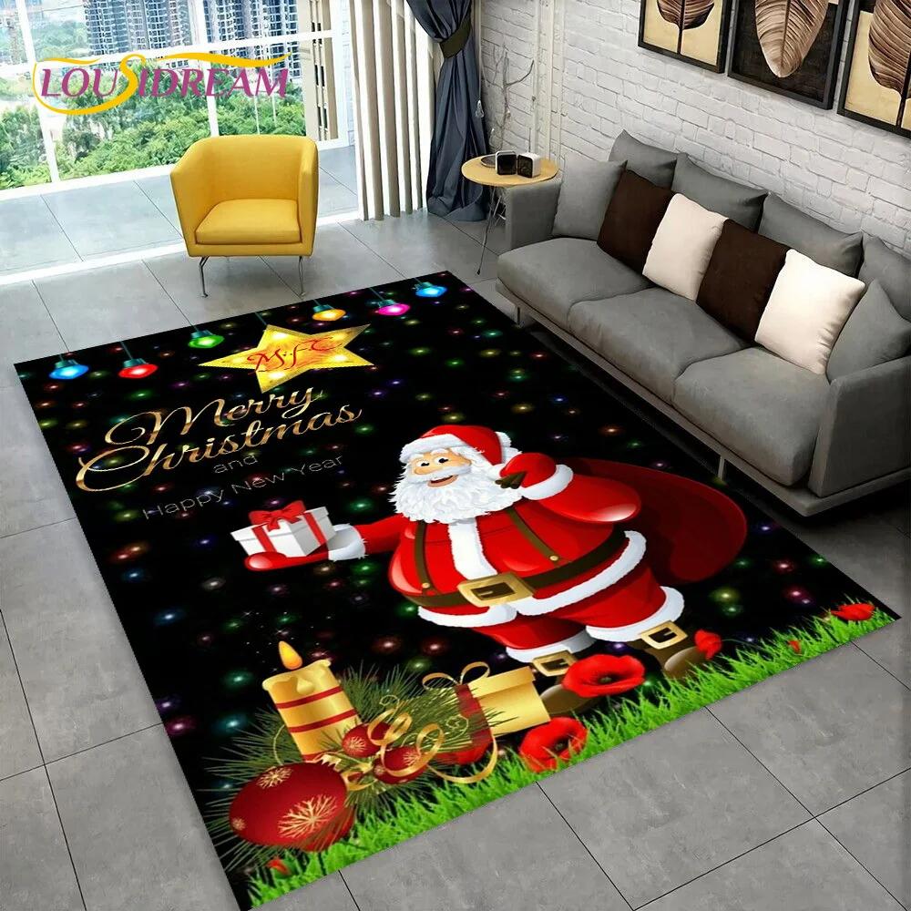 Santa Claus Vánoční stromeček Elk Area Koberec,Koberec do obývacího pokoje Ložnice Rohožka Rohožka Vánoční dekorace,Protiskluzová podložka