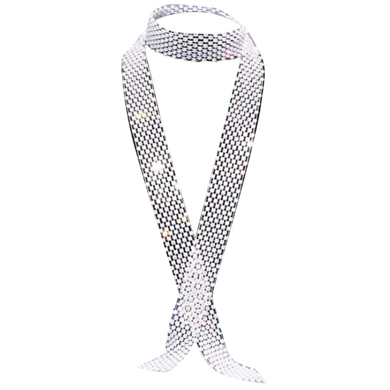 

Shimmering Long Scarf for Party Punk Thin Hollowed Neck Scarf for Women Fashion Neck Tie Club Party Costume Neckwear