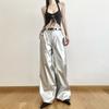 Sommer Neue Damen Einfarbig Locker Street Fashion Hohe Taille Lässig Gerade Weitbein Hose