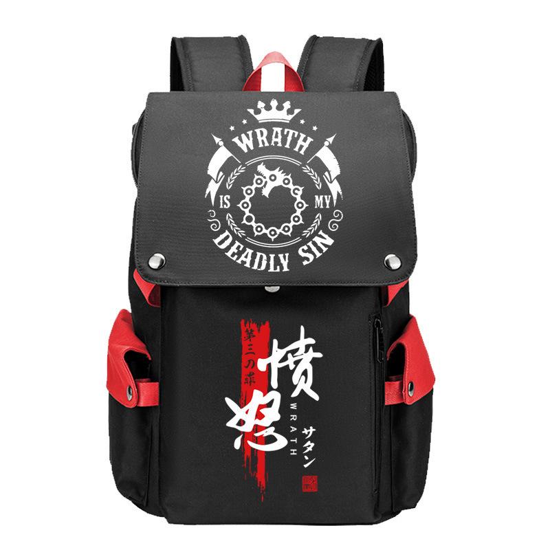 Anime Peripheral Backpack Anime Seven Deadly Sins Seven Original Sins Angry Arrogance School Bag Men'S Backpack