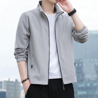 Casual Jacket Men's Spring and Autumn Versatile Simple Men's Stand-up Collar Baseball Jacket Coat Solid Color
