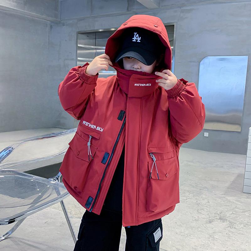 Boys White Duck Down Jacket Winter New Thickened Workwear Jacket