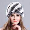 New Knitted Rabbit Fur Spiral Hat for Elderly Women Winter Thick Warm Pineapple Hat