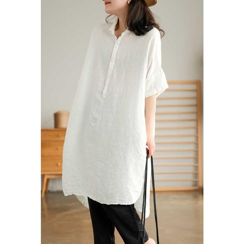 Einfarbiges einteiliges Sommer-Hemdkleid mit Kragen