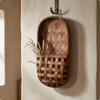 Woven Wood Basket Arched Top Wooden Wall Basket Home Storage Shallow Profile Rustic