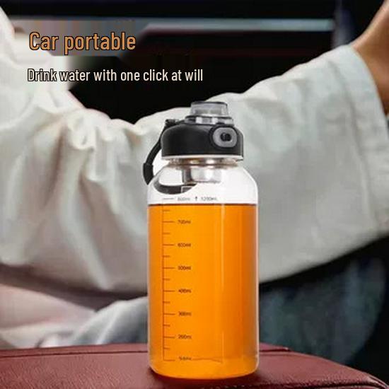 Large Capacity Borosilicate Glass Water Bottle with Locking Flip-Top and Tea Infuser