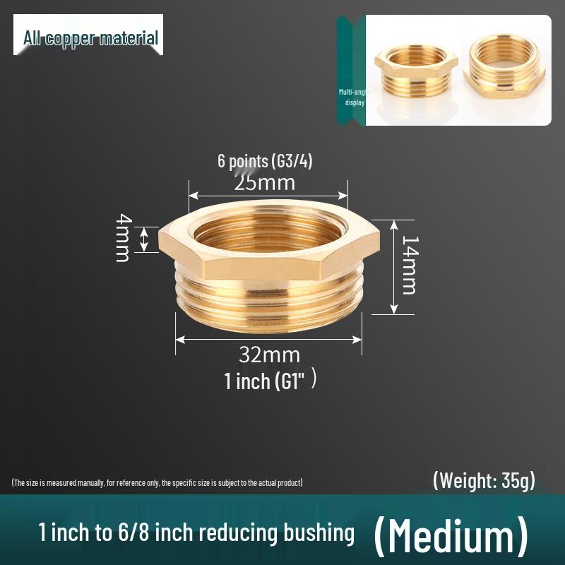 1" To 6-fen Brass Male/Female Thread Water Pipe Repair Core Pressure Gauge Connector