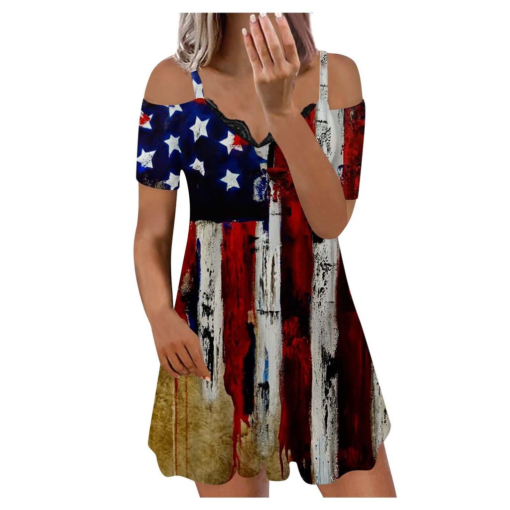 Dámské šaty Ležérní nezávislá denní sukně s potiskem letní šaty