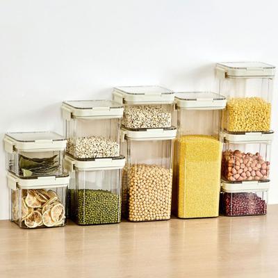Contenant de stockage alimentaire hermétique avec couvercle en plastique empilable transparent organisateur de garde-manger de cuisine pour céréales, snacks, farine, sucre, café, spaghettis
