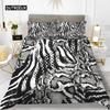 Zebra Print Duvet Cover Set King Polyester Red Black Stripes Bedding Set Wild Animal Zebra Wildlife Skin Quilt Cover for Girls
