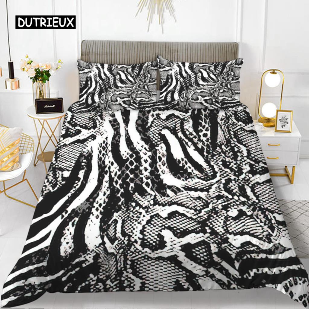 Zebra Print Duvet Cover Set King Polyester Red Black Stripes Bedding Set Wild Animal Zebra Wildlife Skin Quilt Cover for Girls