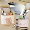 Cartoon Bear Car Trash Can Leather Printing Car Storage Bucket Hanging Multi-functional Car Storage Box
