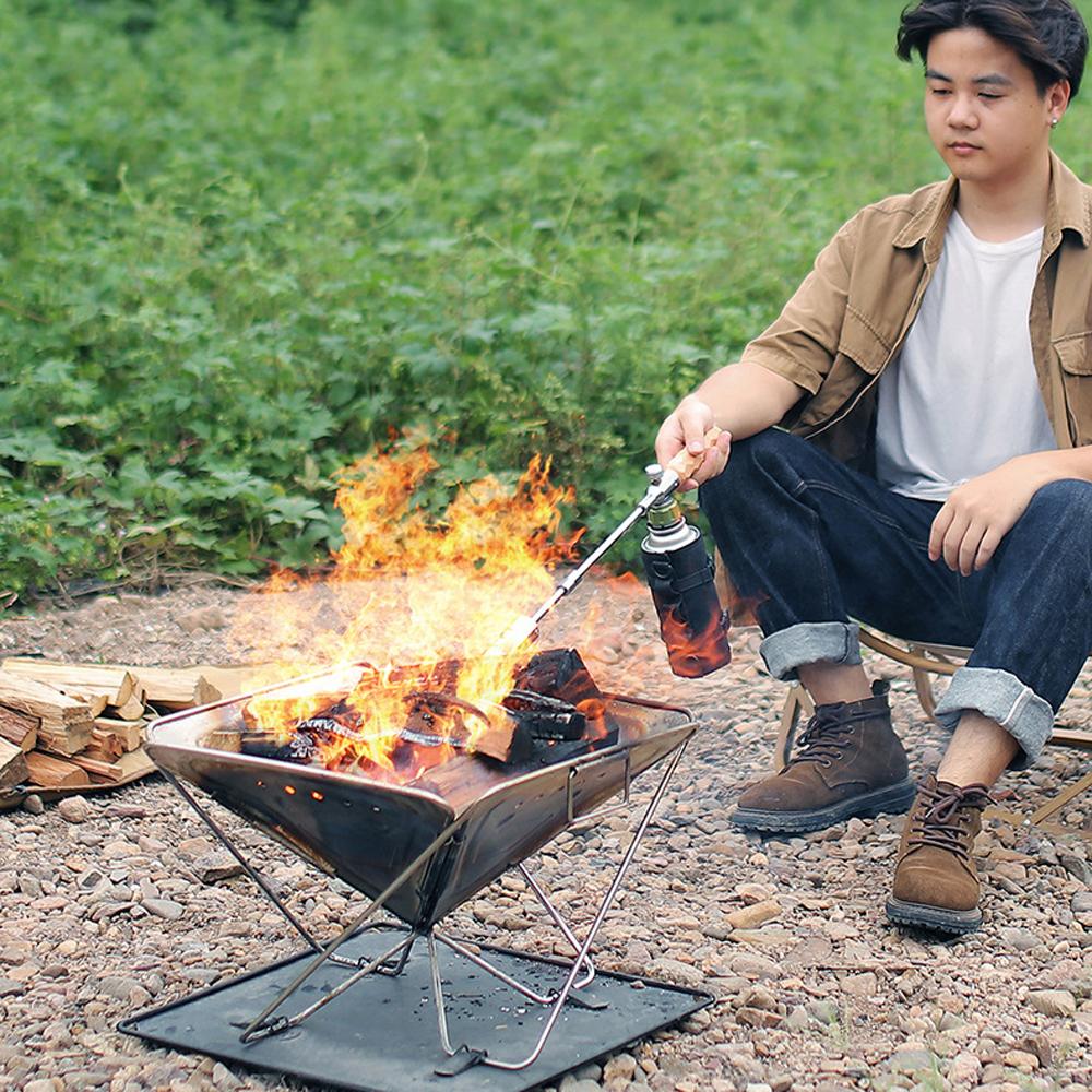 Wood Handle Camping Detachable GasTorch High Power Outdoor Portable Burners Charcoal Burning Tool