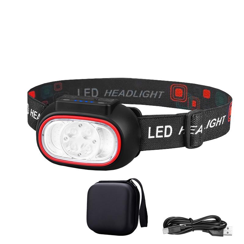 Powerful 4 LED Sensor Headlamp USB Rechargeable Headlight Led Head Torch Camping Search Light Head Flashlight Fishing Lantern