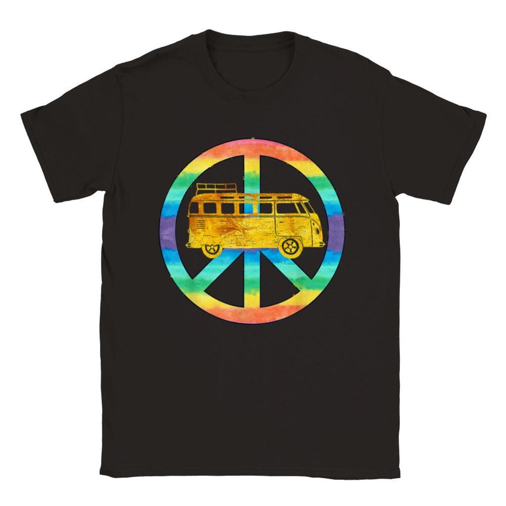 Peace and a HIppie Bus Unisex Crewneck T Shirt