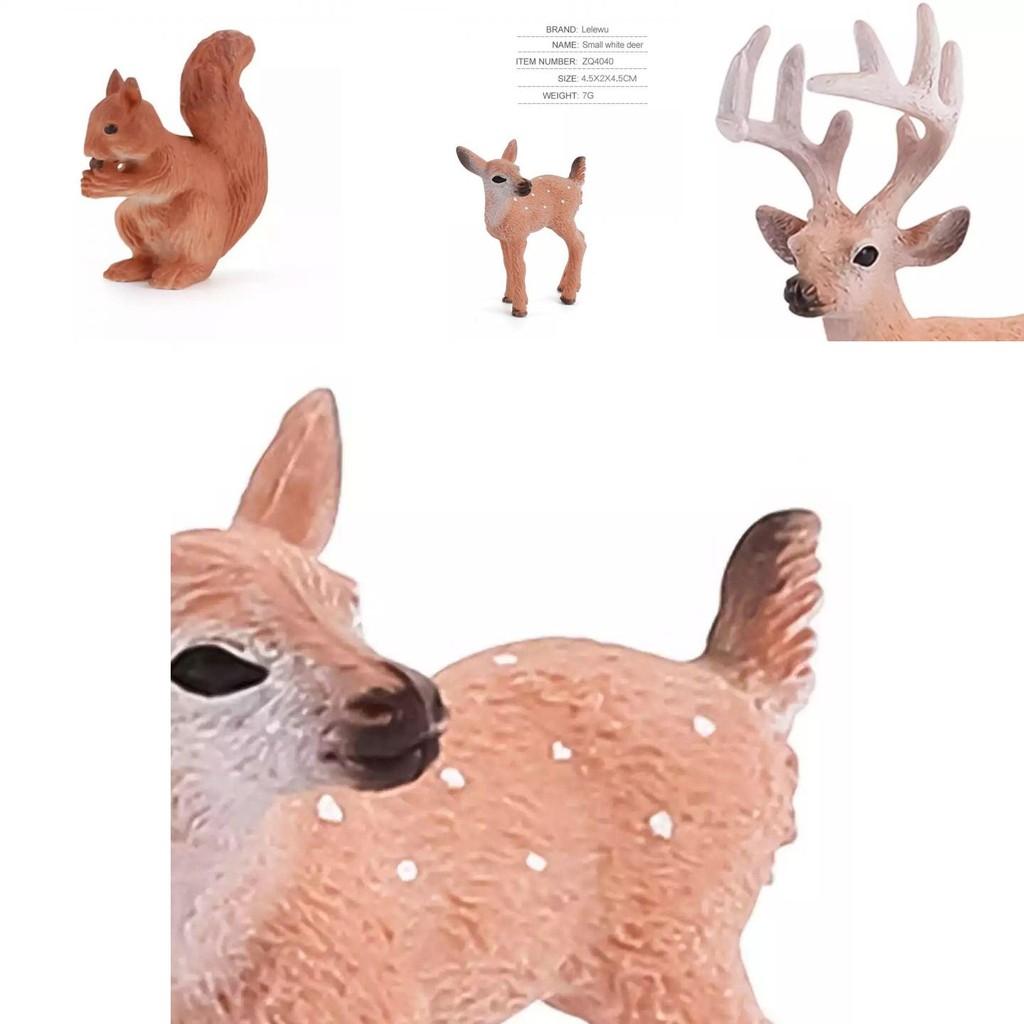 Hand-painted Simulation Of Animal Reindeer Squirrel Red Fox Model Set For Collectors