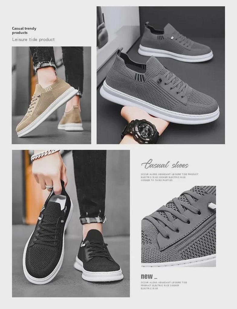 Men's Black Breathable Mesh Casual Slip-On Sports Shoes