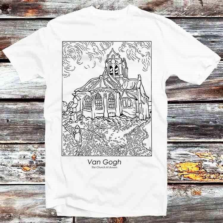 

Van Gogh The Church At Auvers One Line Abstract Art T Shirt B1380 2XL