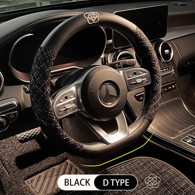 Elegant Car Steering Wheel Cover Cotton Linen Sweat Absorption Auto Steering Wheel Cover Antiskid Car Wheel Cover 38CM Universal