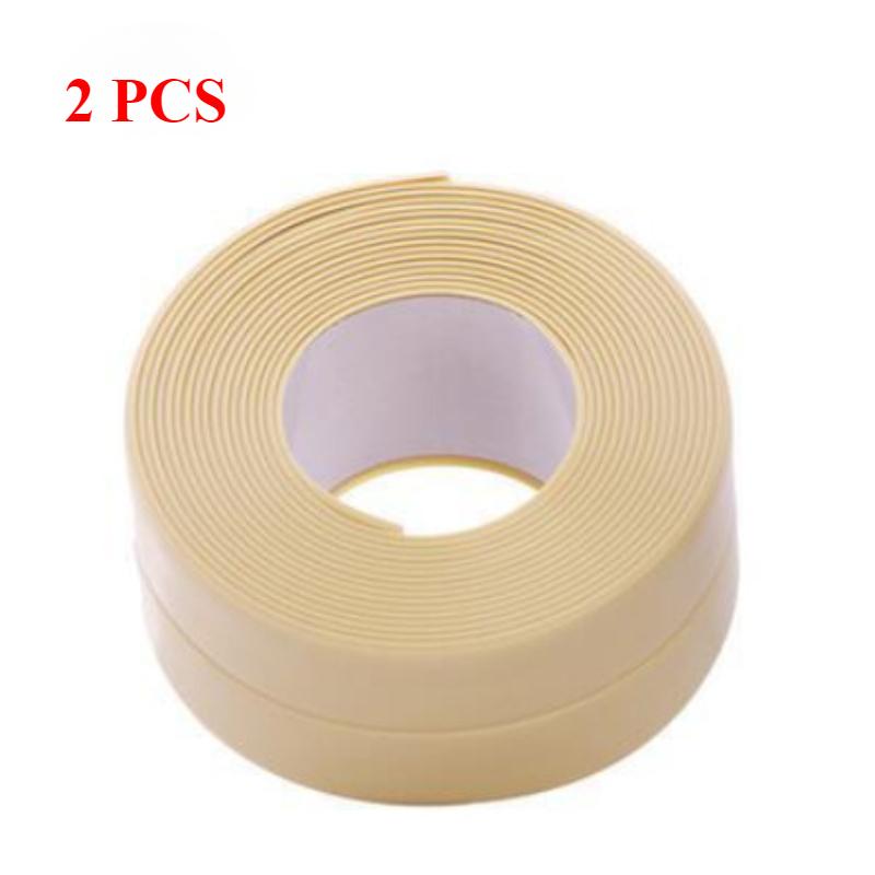 1/2 Pcs PVC Sealing Strip Tape Bathroom Bath Toilet Caulk Tape Self Adhesive Waterproof Mildew Proof Tapes for Kitchen Sink Wall Corner