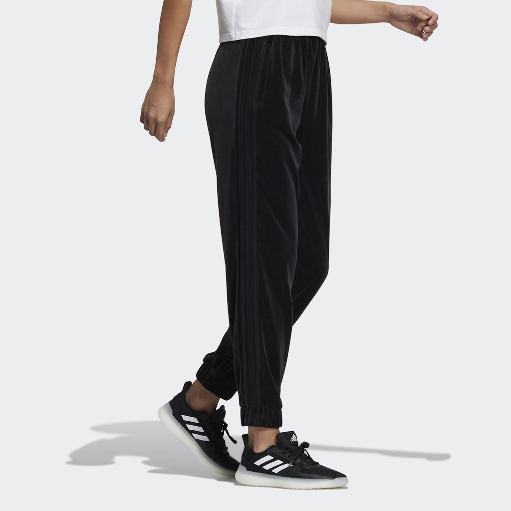 Adidas Velour Logo Track Pants Women Bottoms Black HG1847