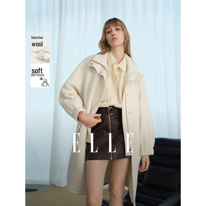 ELLE Women s Mid-Length Wool Blend Padded Winter Coat L