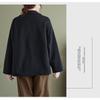 GMXIA Autumn Waffle Extra Suit Collar Short Loose Long-sleeved Top for Women
