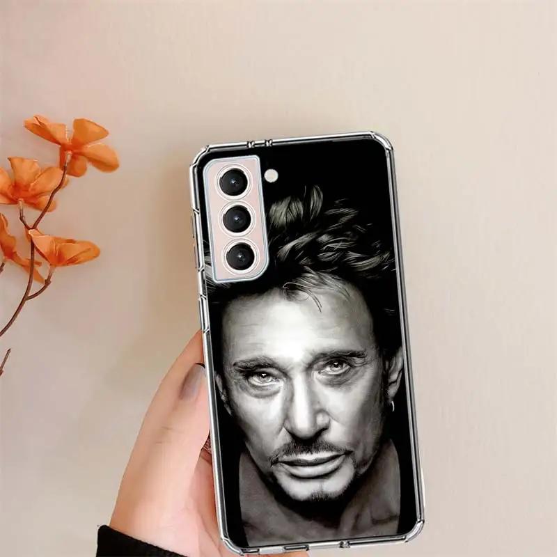 Johnny Hallyday Music Black Phone Case For Samsung S24 FE Galaxy S22 Ultra S25 Edge S21 S23 FE S20 Plus Cover Shell Coque Clear