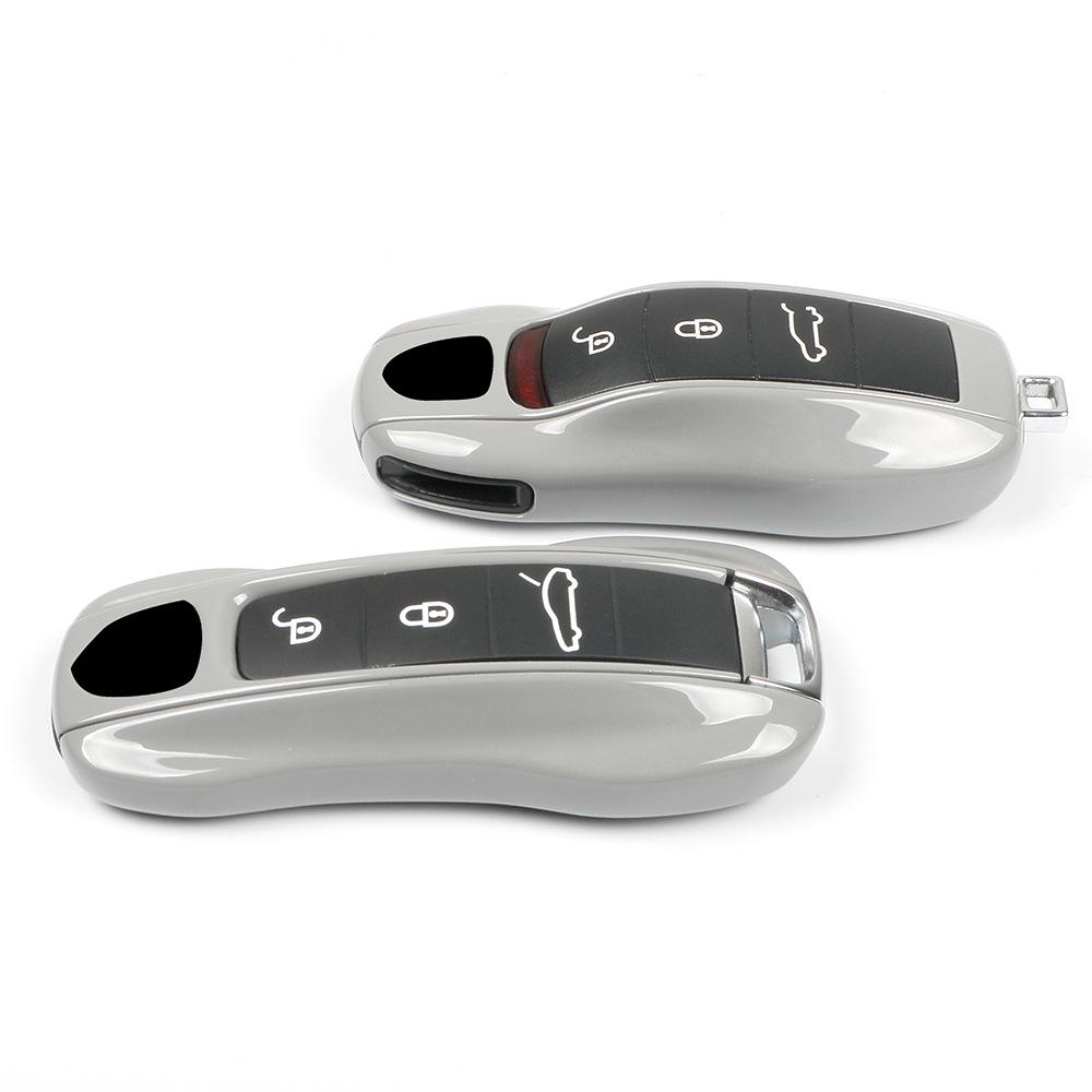 Matte Gray Key Shell for Porsche: Cayenne, Macan, 911, Panamera, 718, Taycan