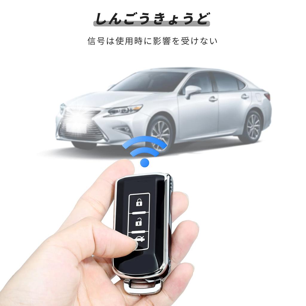 OFFCURVE Mitsubishi Smart Key Case, Key Cover, 3 Buttons, Shockproof, Scratch-Resistant, Keychain, Stylish, Good