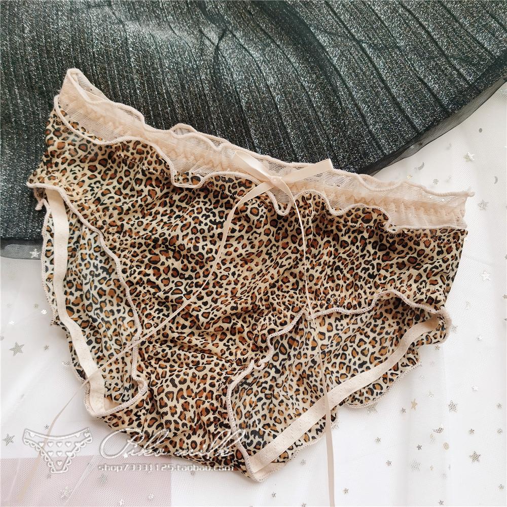 Slips mit Leopardenmuster, sexy Spitzenunterwäsche, niedliche, niedrig sitzende Damenhöschen