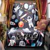 Space Adventure With Astronauts And Planets Blanketcustomizable With Your Namecomfortable And Stylish Perfect For Travel Beds Chairs Offices Sofas