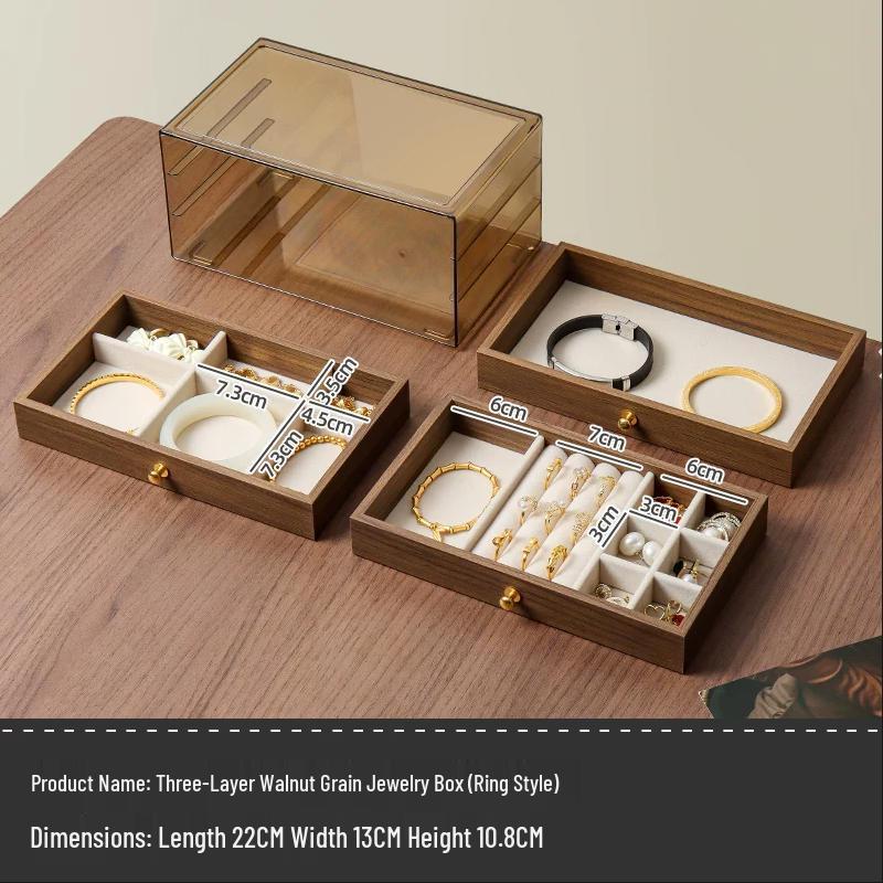 Walnut Jewelry Storage Box for Necklaces, Earrings, Bracelets, and More