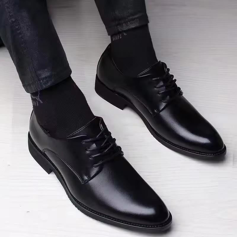 Spring Men's Casual Solid Color Business Leather Shoes