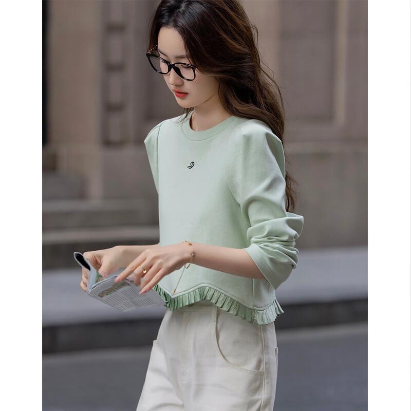 Demana Women s Letter Embroidered Air-Layer Sweatshirt L
