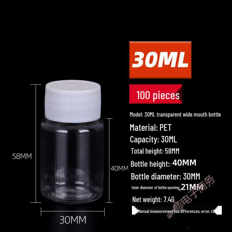 Piccola Bottiglia di Plastica Trasparente per Medicine (15/20/30/50 ml) per Liquidi e Campioni