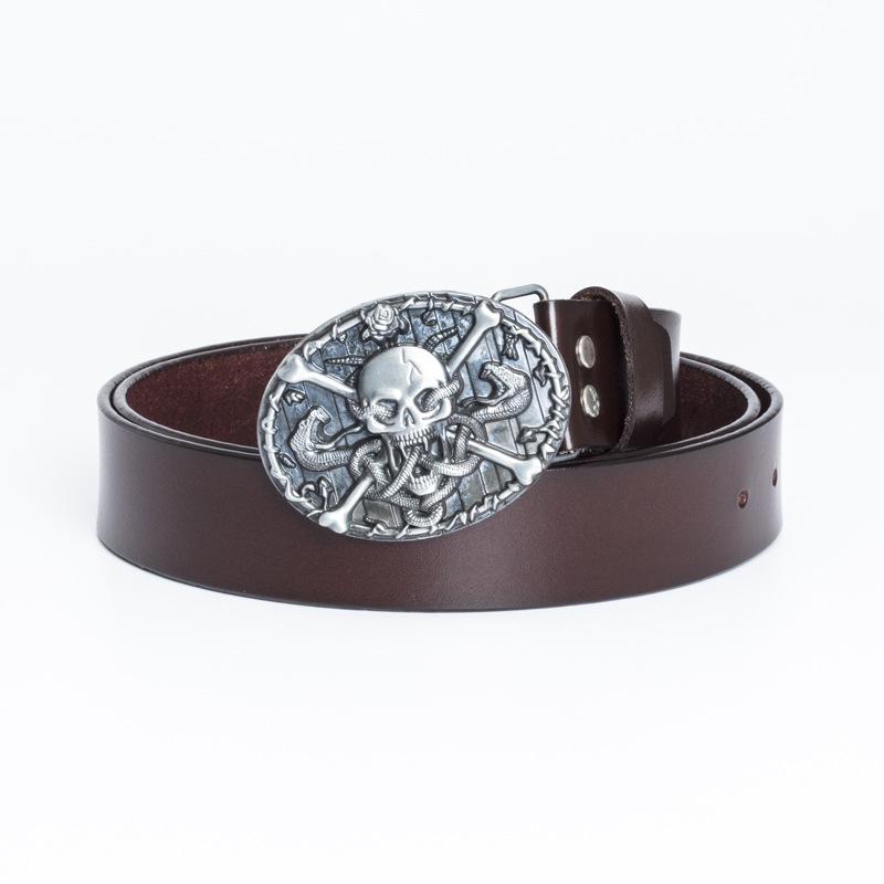 Men's Trendy Casual Cowhide Leather Belt with Alloy Smooth Buckle