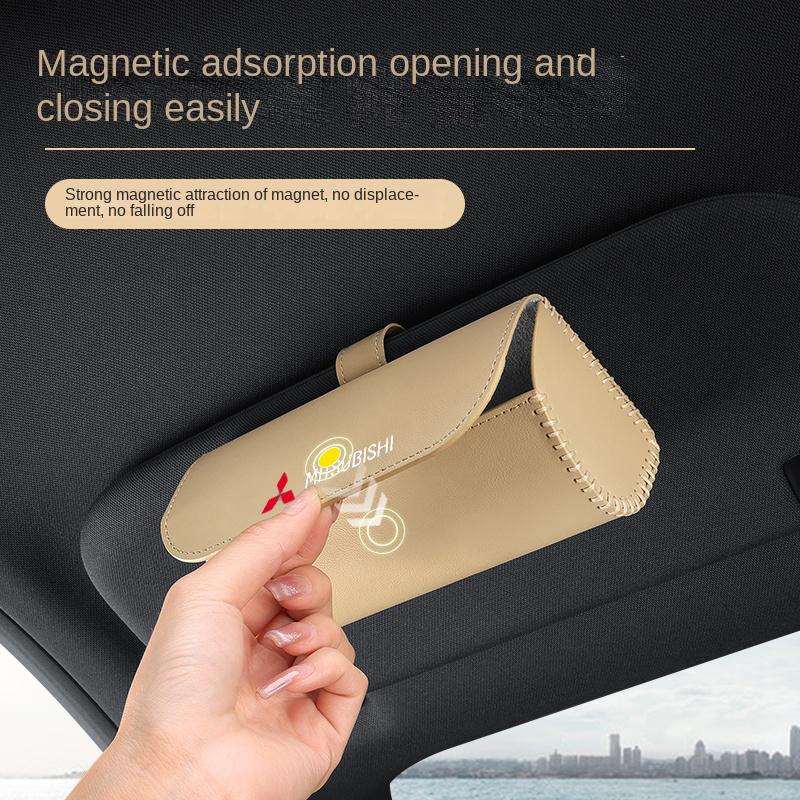 Car mounted eyeglass case car storage sunglasses holder For Mitsubishi Outlander I200 Pajero Eclipse ASX Lancer Space Delica Ex