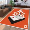 Atari Logo Joystick Orange Retro Video Game Graphic Poster Art Printed Carpet Rug for Dorm, Skin Friendly Printed Decorative Floor Piece