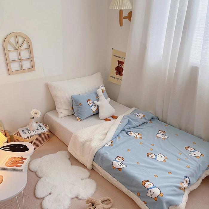 2025 New Printed Thickened Cartoon Milk Fleece Lamb Fleece Blanket Nap Blanket Sofa Blanket Spring and Autumn Season Available