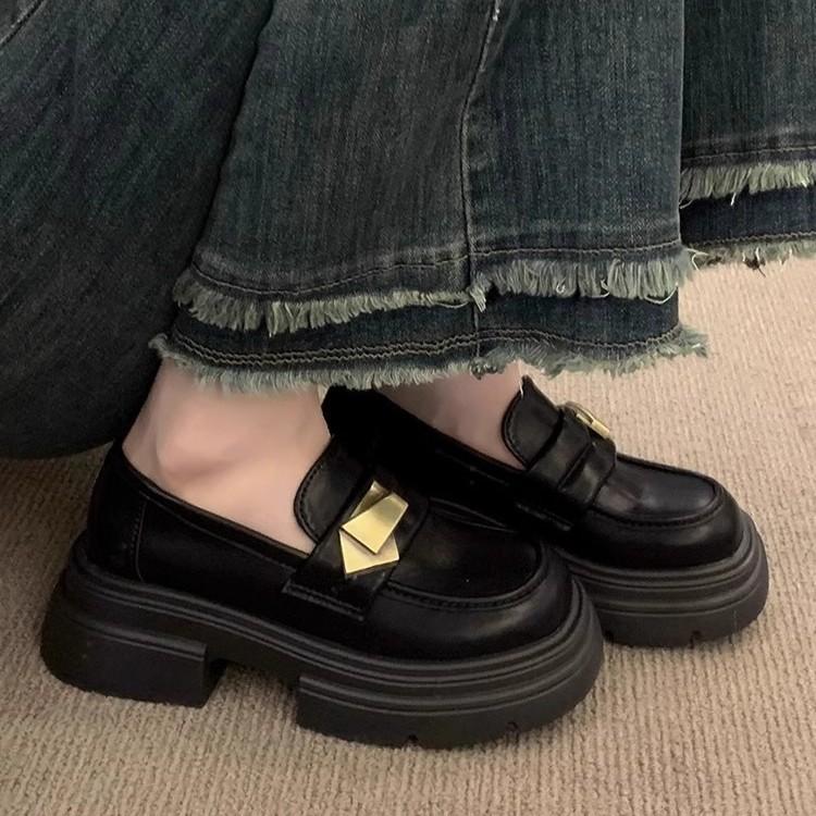 British style platform small leather shoes women's spring and autumn French Mary Jane single shoes 2025 new one-pedal muffin loafers