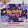 Red Floral Birthday Background 1pc - Room Wall Decor
