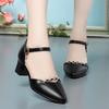 fashion Summer Fashion Elegant Beautiful Office Thick Heel Shoes For Women Cute Sweet Black Soft Sole Pumps Rhinestone Sandals Grace